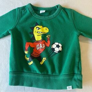 GAP Kids Green Dinosaur Soccer Sweatshirt